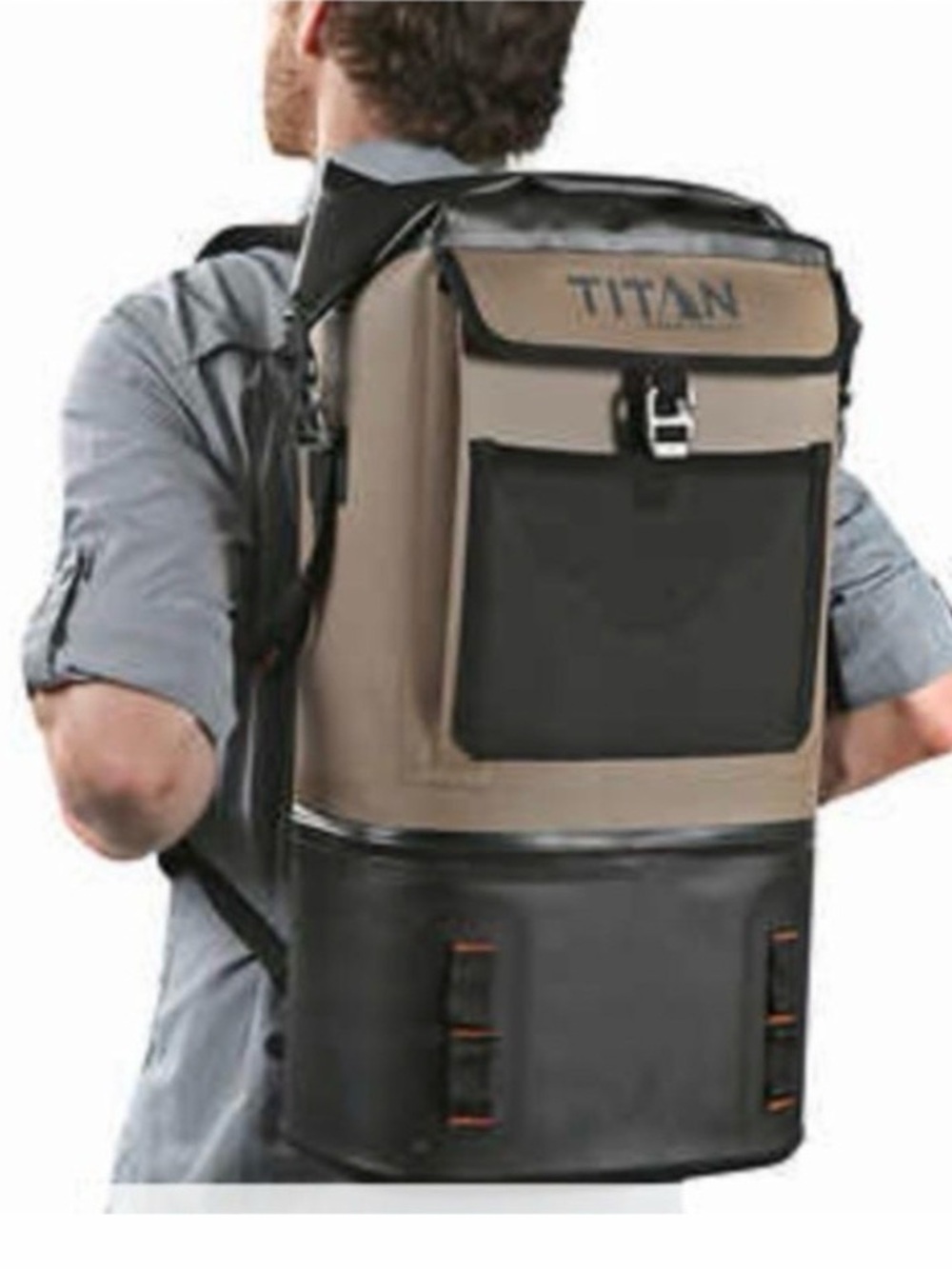 Titan Beige and Black Waterproof Welded Backpack Cooler